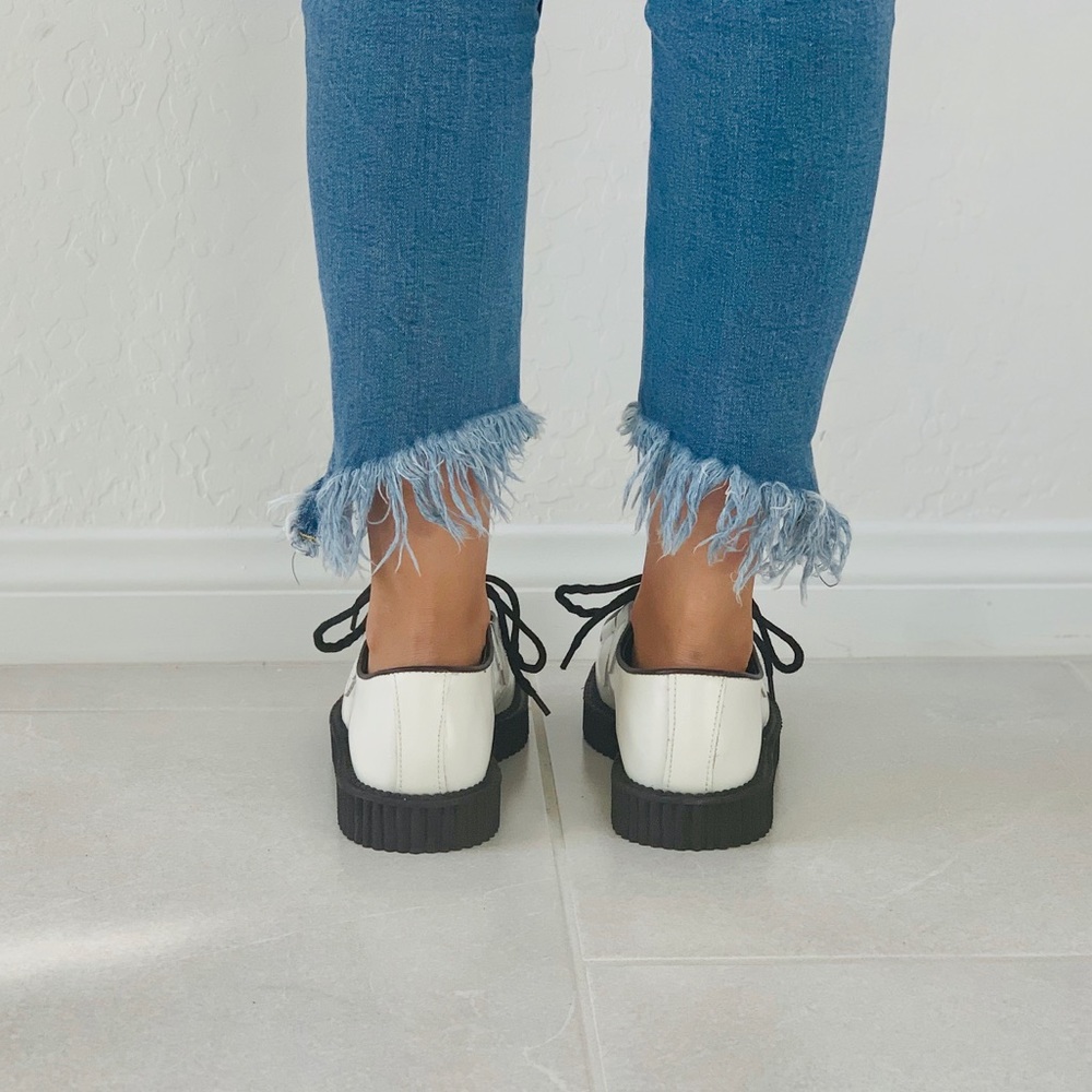 NIB Inked White Genuine Leather Creeper Oxfords - Picture 5 of 8